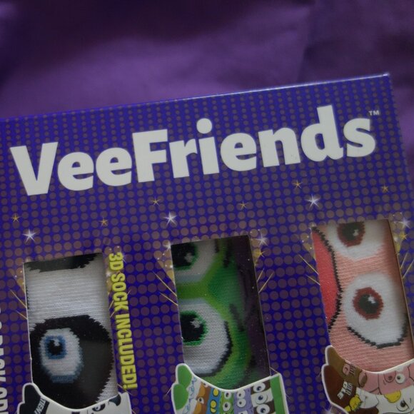 VeeFriends KIDS 3 PACK CREW SOCKS VDPTWE07035K013X 3D SOCK INCLUDED! New in Box! - Picture 5 of 13